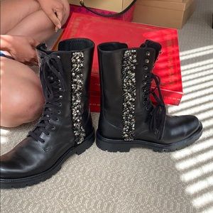Renee Caovilla combat biker boots